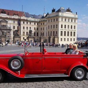Vintage car in front of Prague