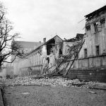 Damaged building on Charles Square, 1945