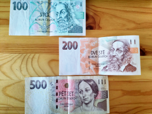 Czech money: banknotes 100, 200, 500